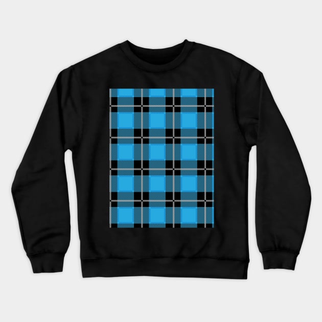 Light Blue and Black Flannel-Plaid Pattern Crewneck Sweatshirt by Design_Lawrence